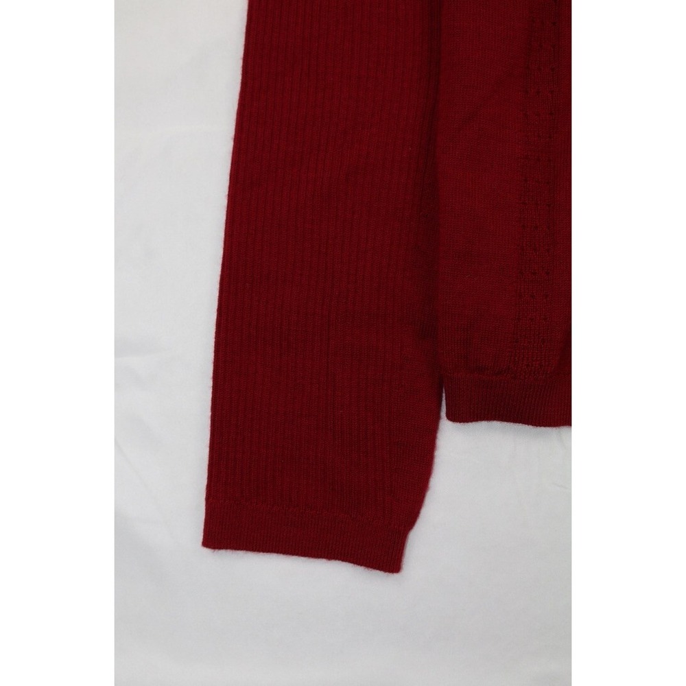 Elie Tahari Raspberry Mock Neck Ribbed Sweater Top Merino Wool Sz S - Picture 4 of 12